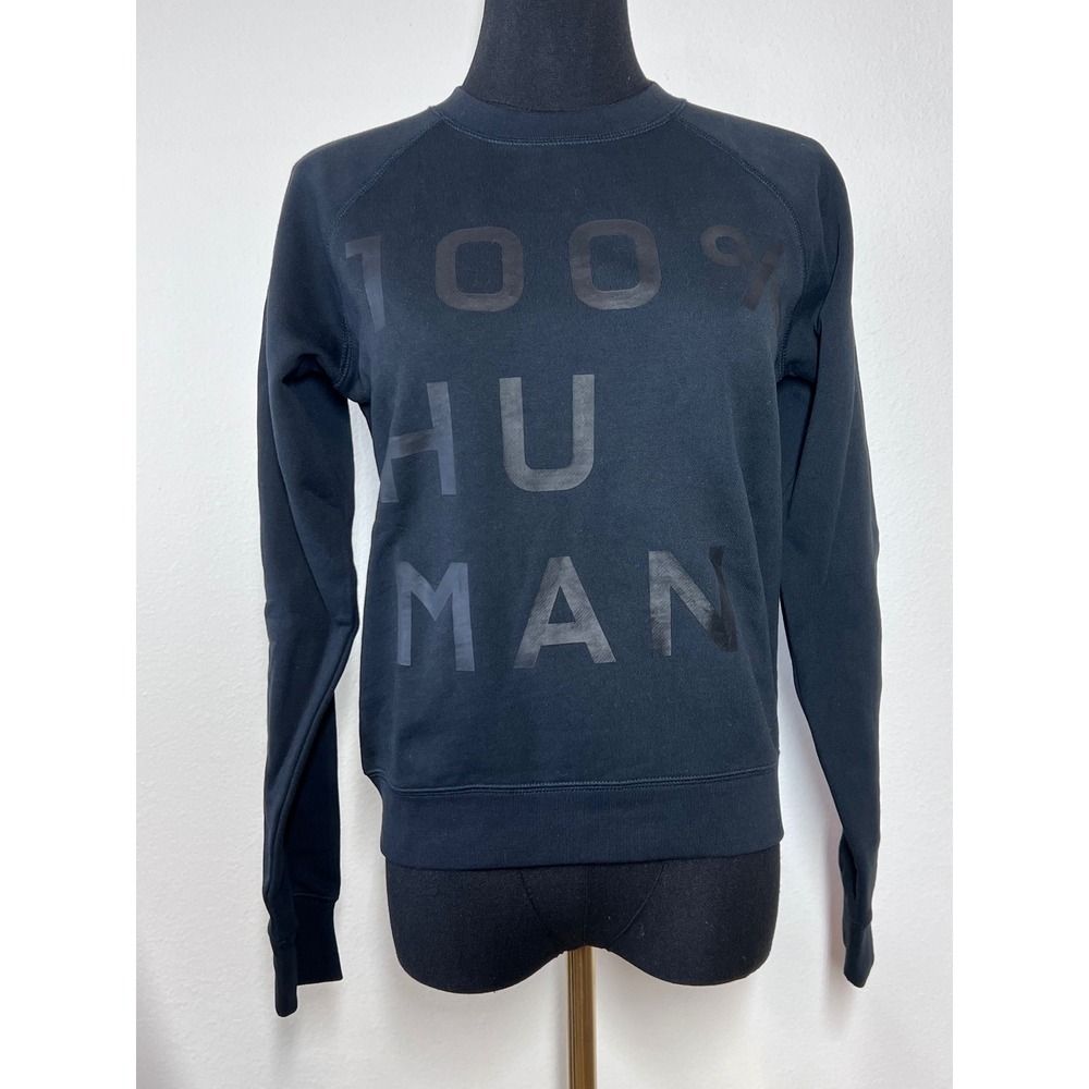 Everlane‎ 100% Human Sweatshirt Black Raglan Crewneck XS Cotton Pullover - Picture 2 of 6